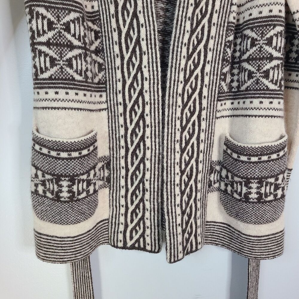 PENDLETON Wool Alpaca Discovery Cardigan Medium Petite Brown Cream Western FLAW - Picture 4 of 16
